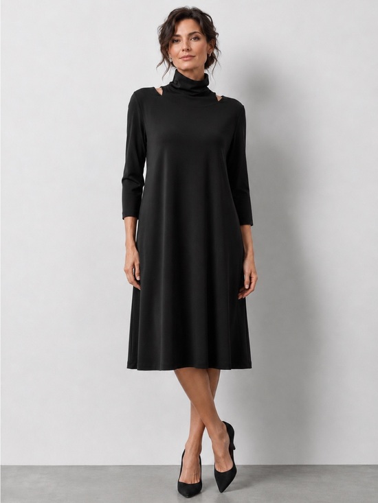 CLARA SUNWOO Dresses & Skirts - Clara Sunwoo Black Cold Shoulder Chic Stretch Travel Career Business Dress SZ L